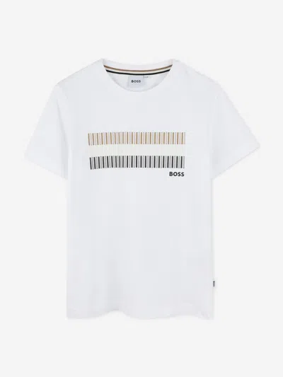 Hugo Boss Babies' Boss Boys Striped Print Logo T-shirt In White