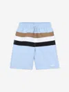 Hugo Boss Boss Boys Striped Swim Shorts In Blue