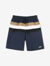 Hugo Boss Boss Boys Striped Swim Shorts In Blue