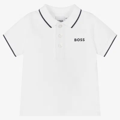 Hugo Boss Kids' Boss Boys White Cotton Polo Shirt