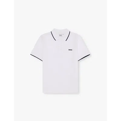 Hugo Boss Boss Boys White Kids Logo-embroidered Cotton-pique Polo Shirt 4-16 Years 14