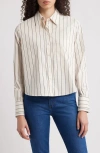 Hugo Boss Boss Brielle 1 Monday Stripe Crop Button-up Shirt In Open White