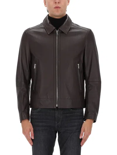 HUGO BOSS BOSS BROWN LEATHER JACKET