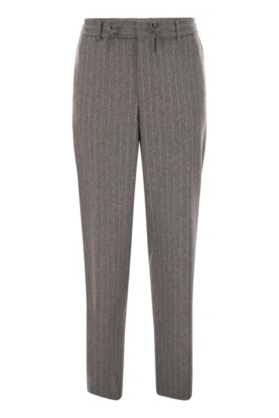Hugo Boss Boss Men Brushed Stretch Flannel Trousers With A Tapered Fit In Gold