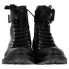 Hugo Boss Boss Buckled Combat Boots In Black Leather In Black