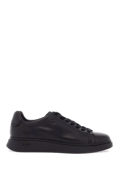 Hugo Boss Boss Bulton Runn Gr Black Leather Sneakers With Rubber Sole