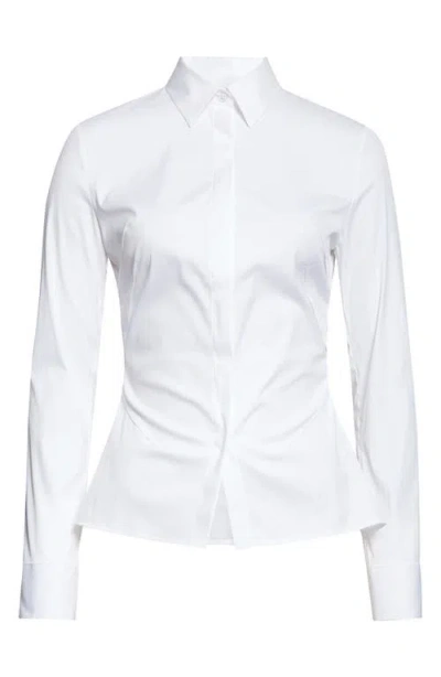 Hugo Boss Boss Burbel Fitted Cotton Blend Button-up Shirt In White