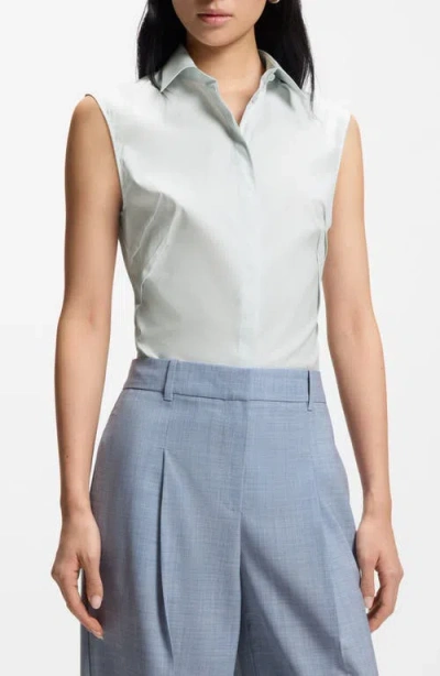 Hugo Boss Boss Burbella Darted Sleeveless Top In Blue