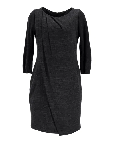 Hugo Boss Boss By  Draped Dress In Black Polyester In Blue