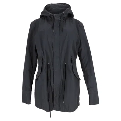 Hugo Boss Boss By  Hooded Parka Jacket In Black Cotton