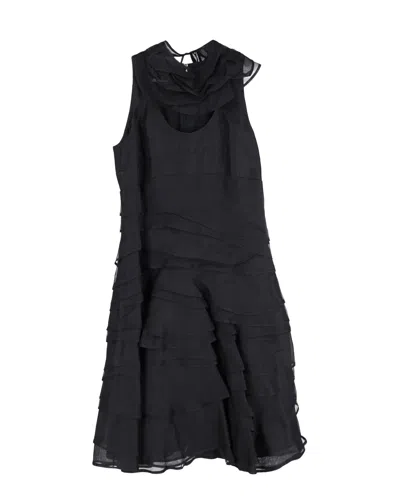 Hugo Boss Boss By  Layered Sleeveless Dress In Black Polyamide