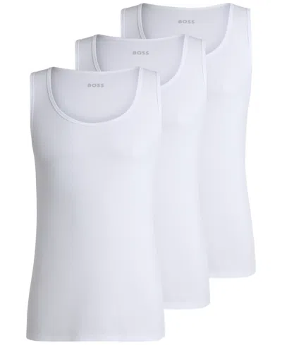 Hugo Boss Boss By  Men's 3-pack Classic Ribbed Tank Tops In White