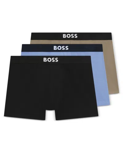 Hugo Boss Boss By  Men's 3-pack Icon Logo Boxer Briefs In Blue