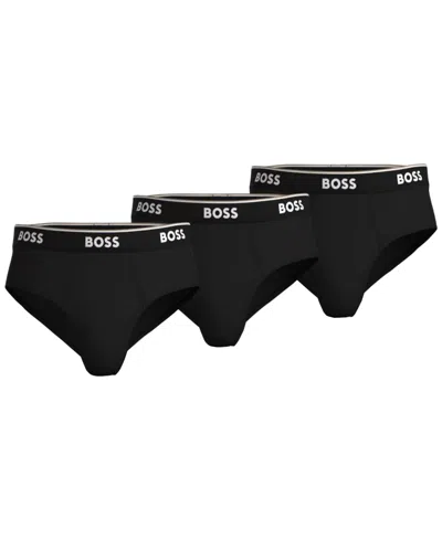 Hugo Boss Boss By  Men's 3-pack Power Stretch Assorted Color Solid Briefs In Black