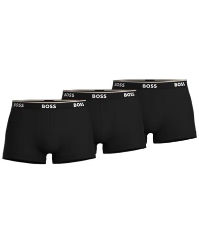 Hugo Boss Boss Bodywear 3-pack Boxer Shorts With Logo Detail In Purple