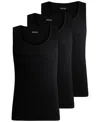 Hugo Boss Three-pack Of Cotton Tank Tops With Embroidered Logos In Blk