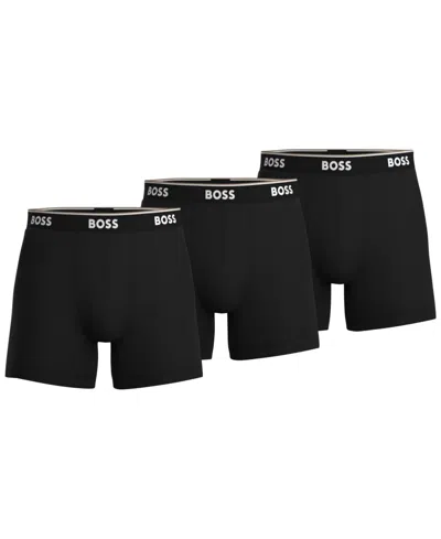 Hugo Boss Boss By  Men's 3-pk. Power Stretch Assorted Color Solid Boxer Briefs In Black