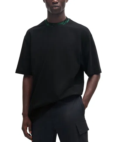 Hugo Boss Boss By  Men's Artwork Collar Relaxed Fit T-shirt In Black