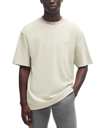 Hugo Boss Boss By  Men's Mixed Structures Regular-fit T-shirt In Open Beige