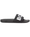Hugo Boss Logo-embossed Open-toe Slides In Black