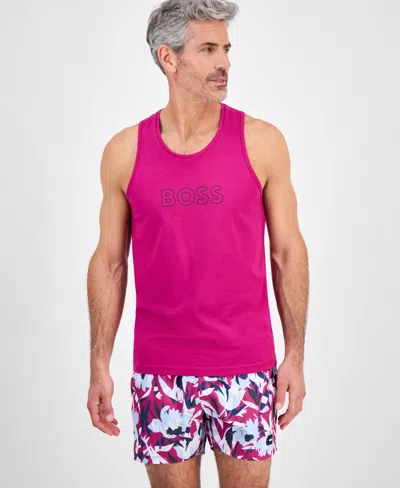 Hugo Boss Boss By  Men's Beach Logo Tank Top In Medium Pink