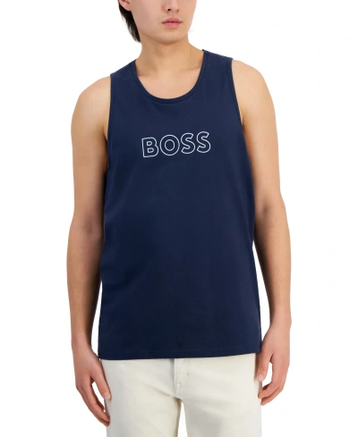 Hugo Boss Boss By  Men's Beach Logo Tank Top In Navy Blue