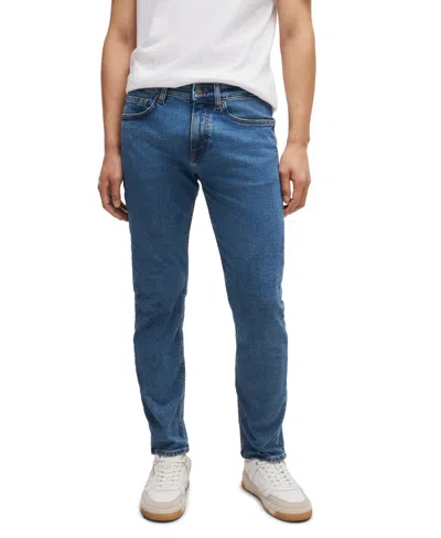 Hugo Boss Boss By  Men's Blue Comfort-stretch Denim Slim-fit Jeans In Medium Blue