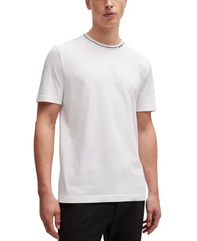 Hugo Boss Boss By  Men's Branded Collar Regular-fit T-shirt In White