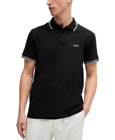 Hugo Boss Boss By  Men's Branded Slim-fit Polo Shirt In Black