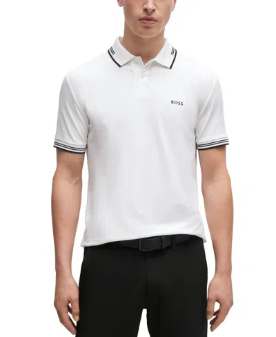 Hugo Boss Boss By  Men's Branded Slim-fit Polo Shirt In White