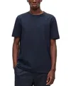 Hugo Boss Tiburt Regular Fit Textured Short Sleeve Tee In Dark Blue