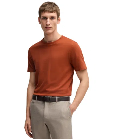 Hugo Boss Boss By  Men's Bubble-jacquard Structure T-shirt In Orange