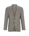 Hugo Boss Slim-fit Jacket In Checked Silk And Wool In Open Green