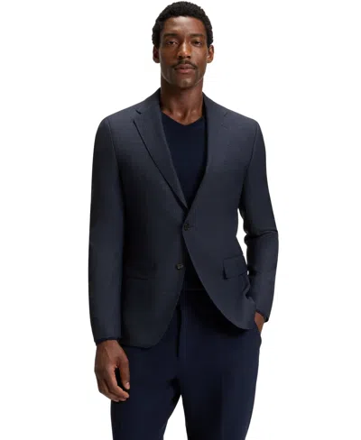 Hugo Boss Boss By  Men's Checked Virgin Wool Slim-fit Blazer In Blue