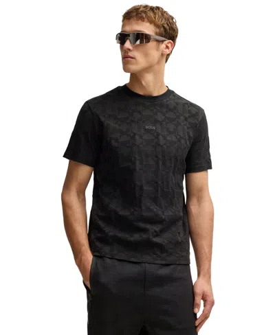 Hugo Boss Boss By  Men's Circle Jacquard Relaxed-fit T-shirt In Black