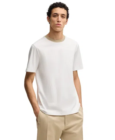 Hugo Boss Boss By  Men's Collar Stripe Slim-fit T-shirt In White
