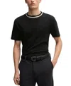 Hugo Boss Interlock-cotton T-shirt With Color-block Collar In Black