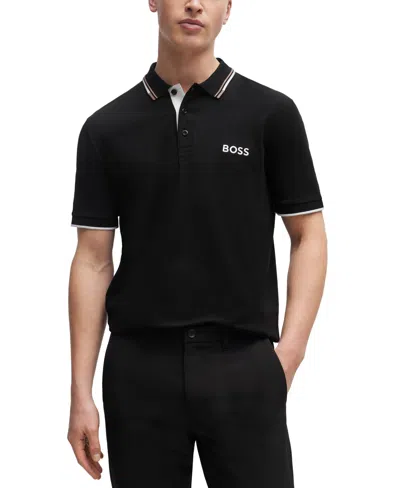 Hugo Boss Boss By  Men's Contrast Logo Polo In Black