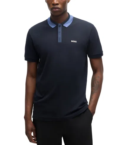 Hugo Boss Boss By  Men's Contrast Logo Polo Shirt In Black