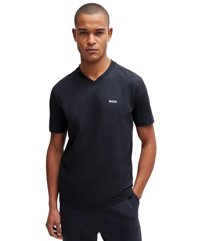 Hugo Boss Boss By  Men's Contrast Logo Regular-fit T-shirt In Dark Blue