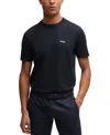 Hugo Boss Cotton Curved Logo T-shirt In Dark Blue