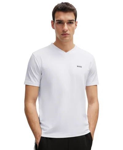Hugo Boss Boss By  Men's Contrast Logo Regular-fit T-shirt In White