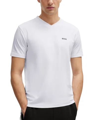 Hugo Boss Boss By  Men's Contrast Logo Regular-fit T-shirt In White