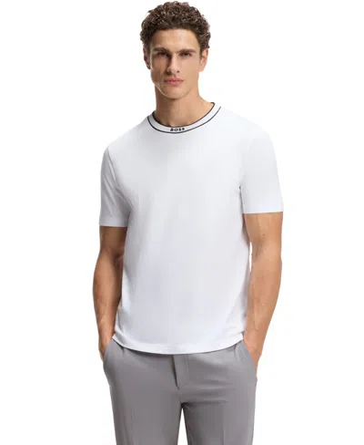Hugo Boss Cotton Jersey T-shirt With Striped Logo Graphic In White