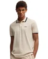 Hugo Boss Performance-stretch Polo Shirt With Contrast Logo In Open Beige