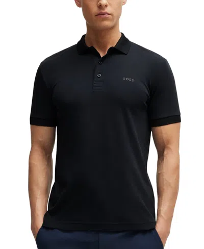 Hugo Boss Boss By  Men's Contrast Trim Slim-fit Polo In Blue