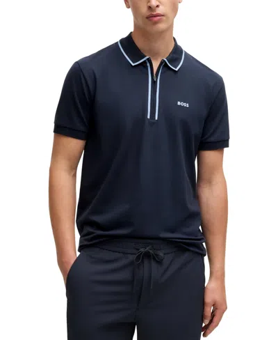 Hugo Boss Boss By  Men's Contrasting Stripes Polo In Dark Blue