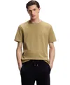 Hugo Boss Bubble-jacquard Structure T-shirt In A Cotton Blend In Brown