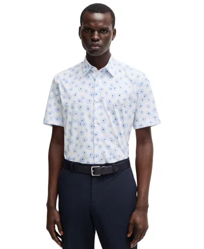Hugo Boss Boss By  Men's Cotton-blend Slim-fit Dress Shirt In Open Blue