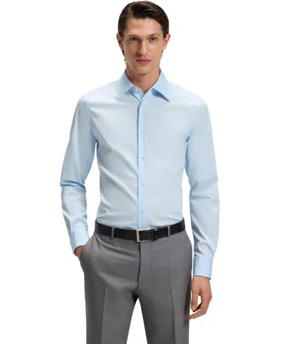 Hugo Boss Boss By  Men's Cotton-blend Stretch Poplin Slim-fit Dress Shirt In Blue